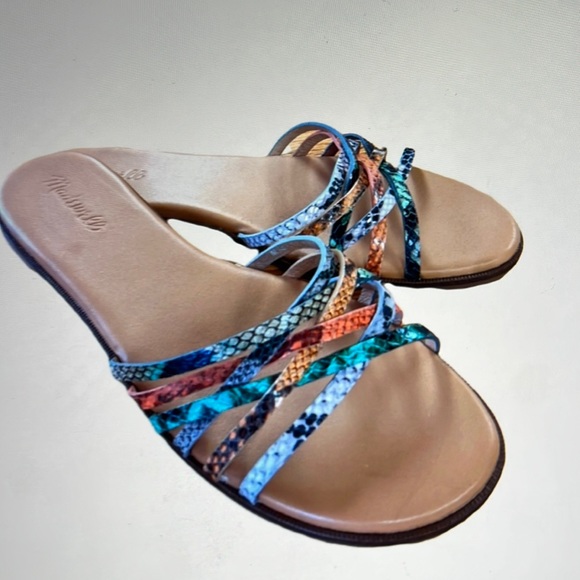 Madewell The Tracie Crisscross Slide Sandal in Snake Embossed Leather 9 - Picture 2 of 8